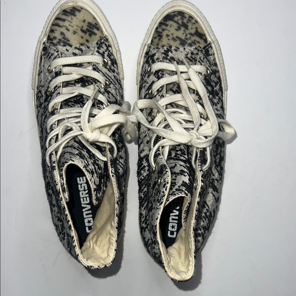 New Converse Black and Cream Textured High-Tops - Picture 3 of 10